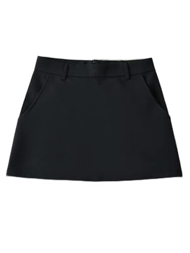 Women's Fashion Street Style Side Pockets High Waist A Line Skirt Chic Culottes-as2- Asian Size-S