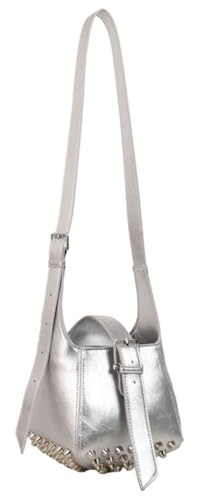 Women Trendy Bucket Shoulder Purse Vegan Leather Y2k Small Tote Crossbody Bag Rivet Handbags Satchels 2025