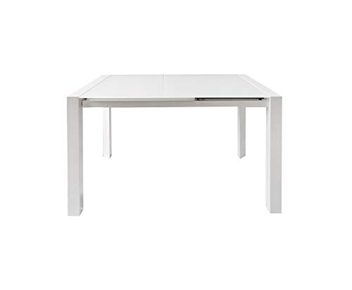 Meubletmoi - Mesa de comedor extensible 120/180 cm, rectangular, bandeja de cristal blanco, diseño contemporáneo, Luciol