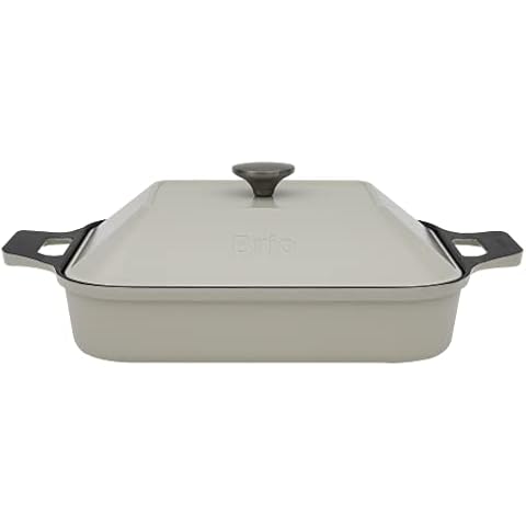 Dr.HOWS Ceramic Non-Stick Coating Square Grill Pan with Lid (Cream) Cover