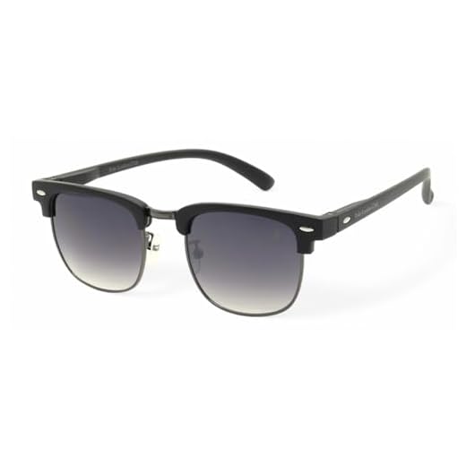 Óculos de Sol Polo London Club, estilo Club Master Quadrado Com Lentes Fume Preto contém com Case ECO, Unissex (Preto lente Degradê)