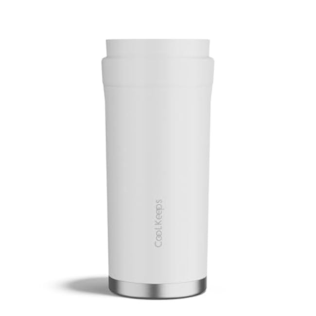 20oz Coffee Cup - Stainless Steel Vacuum Travel Tumbler Leak-Proof Wide Mouth Sport Insulated Mug & Removable Lid (White)