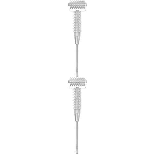 Hoement 2 Piezas Rodillo De De Masaje De Oído Pluma De Acupresión Masajeador De Facial Pluma De Bolígrafo De Acupresión Estimulador Corporal Barra Facial Silver