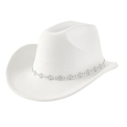 Jesscasday Cowboy Hat, Minimalists Hat Lady Fashion Hat Fancy Dress Hat Unisex Wool Felted Denims Hat