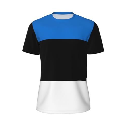 Camisetas de secado rápido con la bandera de Estonia para hombre, camisetas de gimnasio que absorben la humedad, camisas de entrenamiento de manga corta para deportes, Negro -, Small