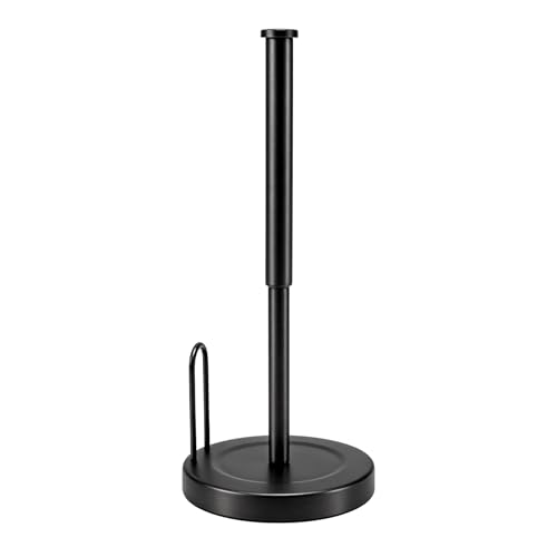 FALSKT Portarotolo da Cucina in Piedi Acciaio Inox Scalabile Porta Scottex Cucina con Braccio Antirollio Portascottex per Bagno Soggiorno (Nero)