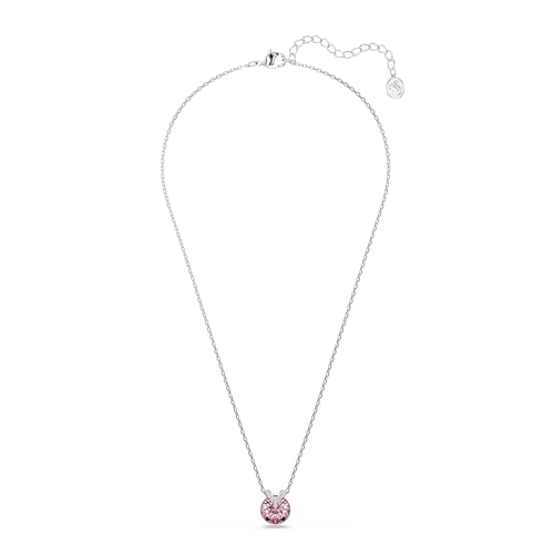 Swarovski Bella V pendant, Round cut, Pink, Rhodium finish2