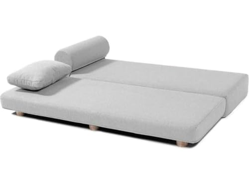 Image of SOUL CRAFT Modern Modular Daybed /Fold-Out Sleeper, Beige, Velvet Fabric, Converts to 2 Single Beds or 1 Queen Bed, with Mattress 203 cm x 74 cm(6.66 ft x 2.43 ft) (Silver)