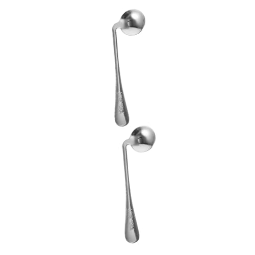 COLLBATH 2pcs Angled Spoon for Elderly Stainless Steel Feeding Spoon Lightweight for Easy Self-Feeding