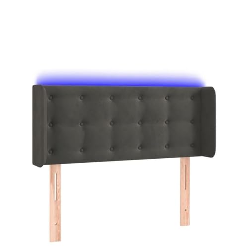 Genérico Wenjingqi Cabecero con LED de Terciopelo Gris Oscuro 103x16x78/88 cm, Gris 3123713