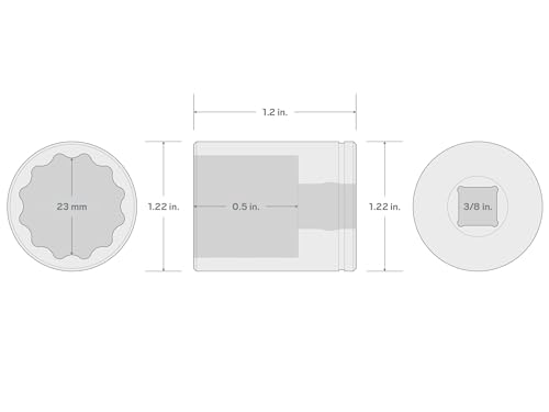 Image of TEKTON 3 /8 Inch Drive x 23 mm Shallow 12-Point Socket | SHD12323