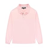 FastRockee Men's Long Sleeve Polo Shirts Plain Cotton Ribbed Cuffs Fashion Casual Sports Pink XX-Large