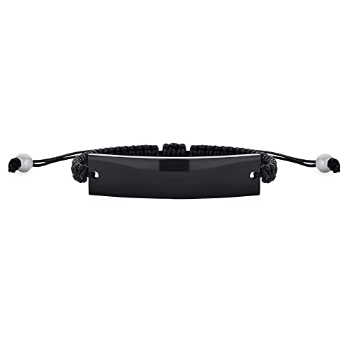 Bracelet d'identification personnalisable pour homme femme ado en acier noir