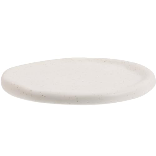 OUNONA Plato de Cerámica Blanco Redondo para Joyas y Llaves Bandeja Decorativa Multifuncional para Almacenamiento de Pendientes y Pintalabios Adecuado para Cocina y Salón