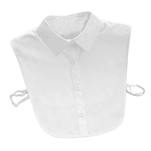 EQLEF White Cotton Womens Detachable Half Shirt Blouse Fake Collar (White)