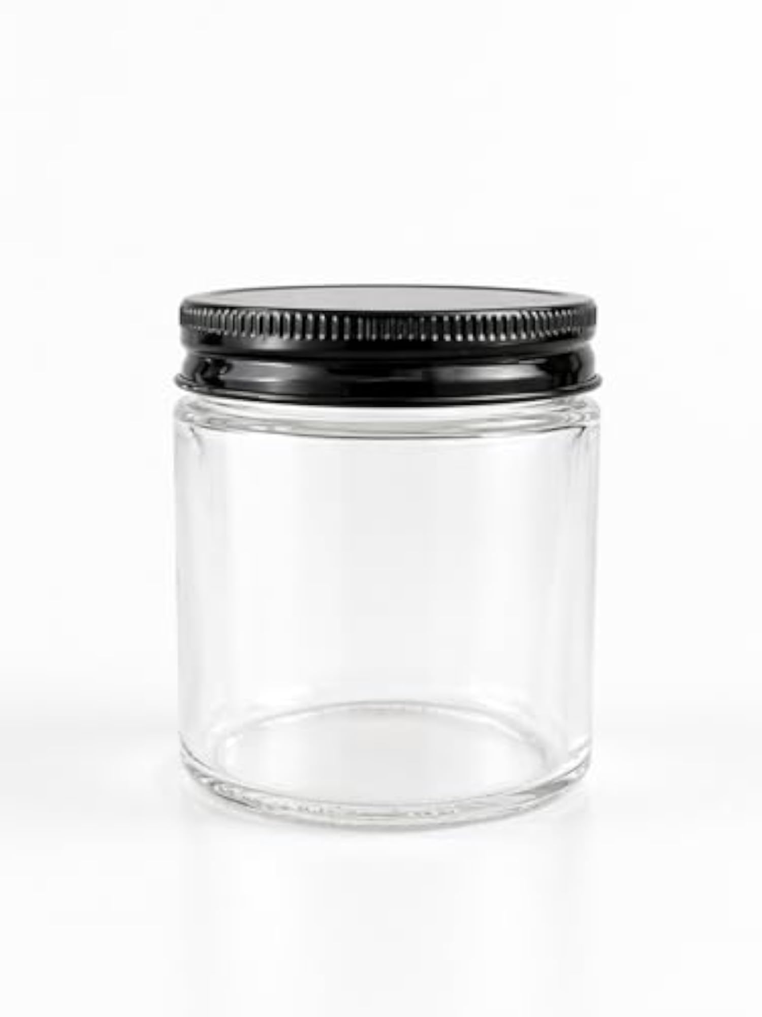Clear Glass Cosmetic Jar with Black Metal Lid, Pack of 2