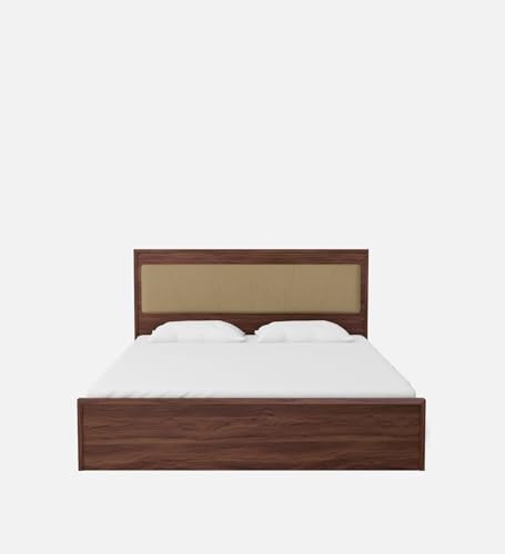 Image of Mintwud Pepperfry Engineered Wood Yuko Upholstered King Size Bed with Hydraulic Storage | Wooden Double Bed Cot Palang Furniture for Bedroom, Living Room, Home and Hotel (Columbia Walnut Finish)