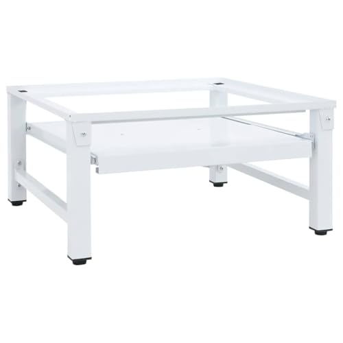 vidaXL Soporte Pedestal para Lavadora con Estante extraíble Blanco, Soporte para Lavadora, Plataforma para Lavadora y Secadora, pedestales para lavandería