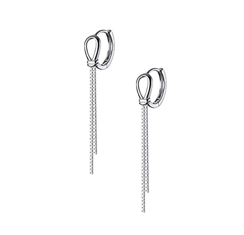 925 Sterling Silver Long Chain Earrings 6.3inch Dangle for Women Girls CZ Studs Line Chain Earrings