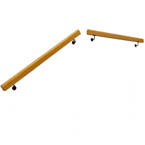 階段手すり 50~300cm 木製手すり 階段手すり 高齢者 滑り止め 手すりキット 無垢材 玄関 手摺 屋内 屋外 家庭用 業務用 別荘 マンション 廊下 ホテル向け 取り付けが簡単 (スタイル1, 150CM)