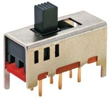 MSS2200G04 0.4A, 20VDC, DPDT, ON-ON, Panel Mount, Slide Switch, Solder Terminal