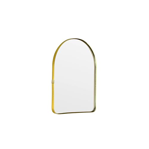 Funly mee Arched Wall Mirror 7.9 x 11.8 inches Wall-Mounted Plastic Mirror for Bathroom and Vanity (Gold 7.9 x11.8)