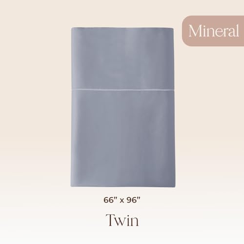 Image of Certified Organic Twin Flat Sheet Only - 100% Organic Cotton Top Sheet with Luxurious Soft and Breathable 300 Thread Count Sateen Weave Finish - GOTS & Fairtrade Certified (Mineral, Twin)