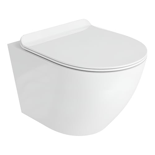 LAVITA Wandtoilet Sofi Slim | hangend toilet | toiletdeksel met softclosemechanisme en metalen scharnieren | toiletten zonder spoelrand | toiletpot | 365x490x395 mm |