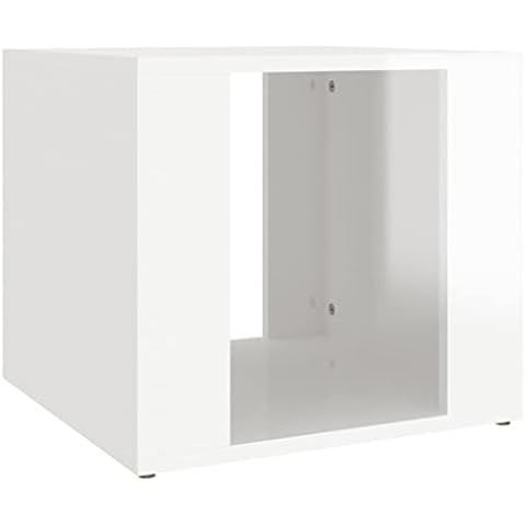 vidaXL Mesita de Noche Madera contrachapada Blanco Brillo 41x40x36 cm Cover
