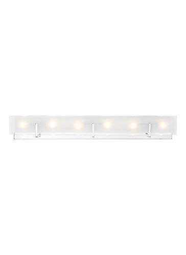 Image of Generation Lighting 6-Light Syll Bath Fixture Wall Lamp (Chrome) 4430806-05 | Bathroom Light Fixture for Home Decor | Vanity Light Fixture Uses Candelabra E12 Standard or LED Light Bulbs