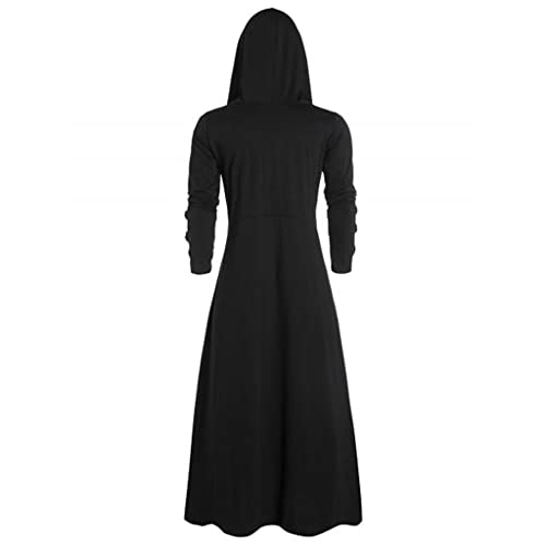 Men's Vintage Asymmetrical Hoodie Jacket Plus Size Retro Punk Style Zip Up Gothic Long Trench Coat for Party Cosplay2