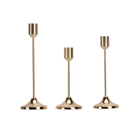 Metal Candle Holders Elegant Metal Candle Holders Set | Golden & White, Polished Finish, Tabletop | Ideal for Romantic Dinners, Anniversaries, Weddings, Home & Hotel Decor, Birthday Gifts(Set of 3)-image-12