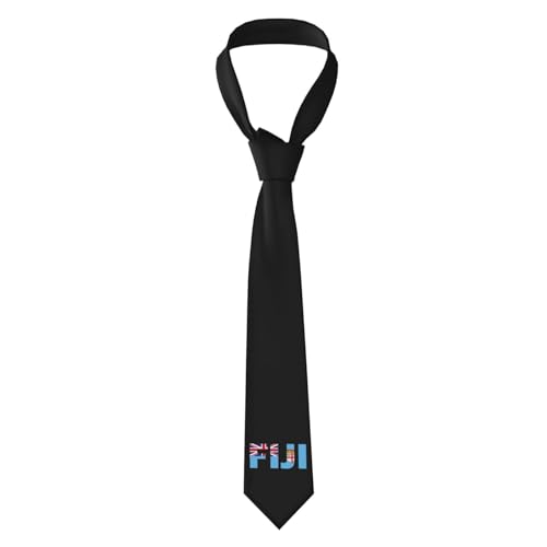 Fiji Flag Fijian Text Word Art Novelty Skinny Men'S Necktie Perfect Formal Events Festive Occasions