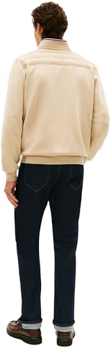 Tommy Hilfiger Herren Sweatshirt mit Reißverschluss Mix Media Stand Collar Steppjacke, Beige (Sandalwood), M – Ansicht 3