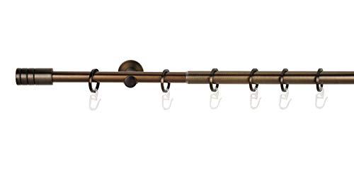ondeco Tringle à rideaux extensible 1 voie pour fenêtre - Montage mural - Embout rainure - Kit complet - Tringle télescopique 16/19 mm - Avec anneaux en...