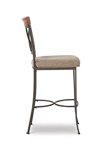 Butaco Hamilton en metal peltre y bronce con asiento tapizado Powell modelo 697-432 miniatura 6