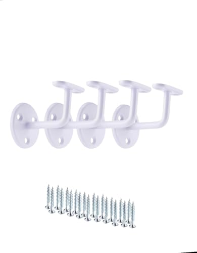 Set of 4 White Handrail Brackets 63mm Banister Brackets for Stair Banister Handrail.