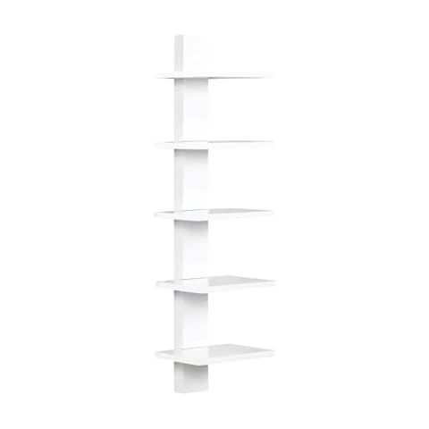 Proman Products WM16566 Bookshelf, Wall Mounted Shelves, Spine Book Tower (White), 9.25" W x 8.75" D x 37" H Cover