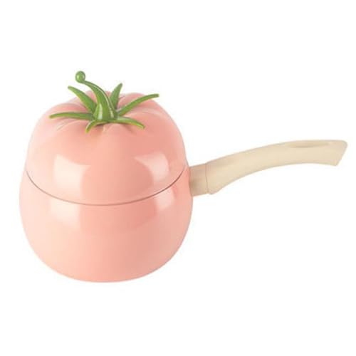 Olla de Cocina esmaltada, Olla para Leche, sartén con Forma de Tomate, Olla para Cocina de inducción, Saludable, con Revestimiento Interior esmaltado, Olla pequeña para Sopa de HIE