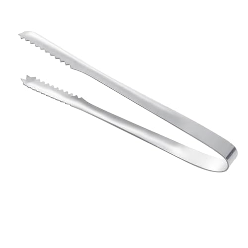 Stainless Steel Ice Cube Tongs, Mini Serving Ice Bucket Tongs for Cocktails, Whiskeys, Sugar, and Lemon with Thicken Clips Serrated Opening Design, Home and Bar Use