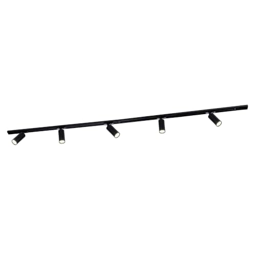 Ledvion Sistema de rieles iluminacion 2m Monofasico Negro 5 focos sin GU10
