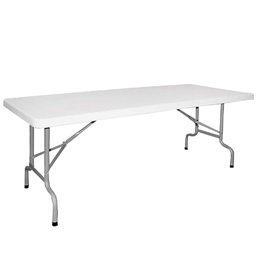 WELL HOME MOBILIARIO & DECORACIÓN Picnic Tavolo Pieghevole in polietilene, 200 x 90 x 75 cm, Bianco