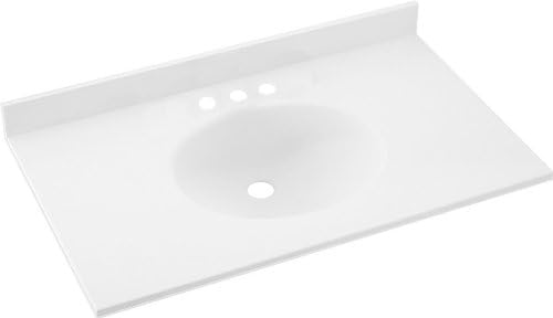 Swanstone VT01925.010 Ellipse Solid Surface Single-Bowl Vanity Top, 25-in L X 19-in H X 7.25-in H, White