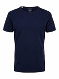 Reguläre Passform SELECTED HOMME Herren 16071775 T Shirt, Maritime Blue, M EU