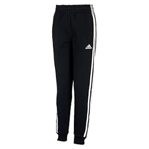 adidas Boys’ Big Tricot Jogger Pant, Iconic Black, Medium (10/12 Plus)