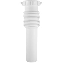 Highcraft Flexible Extension Tube 1-1/2" x 12" Expandable Drain Pipe Extension Tube, White Plastic Tube for Kitchen Sink and Bathroom Sink Tubular Drain Applications