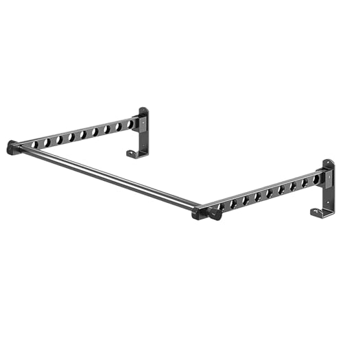 Xummpxuk Colgador de ropa montado en la pared, estante de secado de pared plegable, colgador de secado multifuncional montado en la pared para ropa