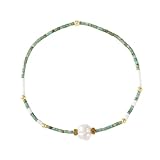 Gestreiftes Camouflage-Reisperlenarmband Modischer und lässiger Stil Handgefertigt Naturstein und freundlichen Materialien Passt perfekt zu jeder Kleidung Armband Für Sie Und (Mint Green, One Size)