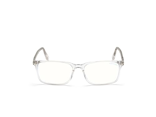 Image of Tom Ford Eyeglasses FT 5735 -B 026 Shiny Crystal, Palladium t Logo /Blue Bloc