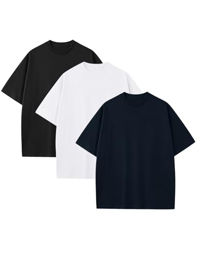 Image of Ogfao Mens Oversized T-Shirts Heavyweight Unisex Cotton T Shirts Baggy Loose Fit Basic Tees Plain Tshirts